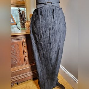 NASTY GAL STRAPPY PLISSE BLACK MIDI SKIRT NWT